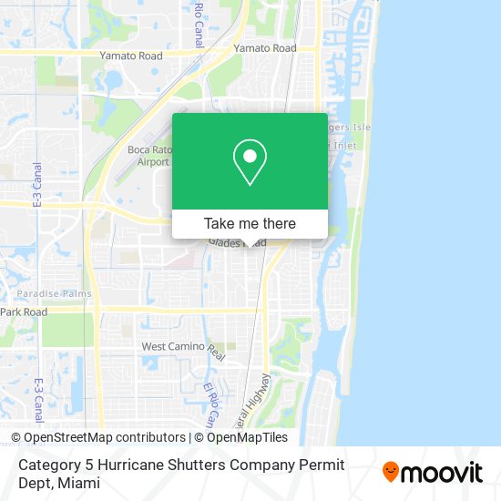 Category 5 Hurricane Shutters Company Permit Dept map