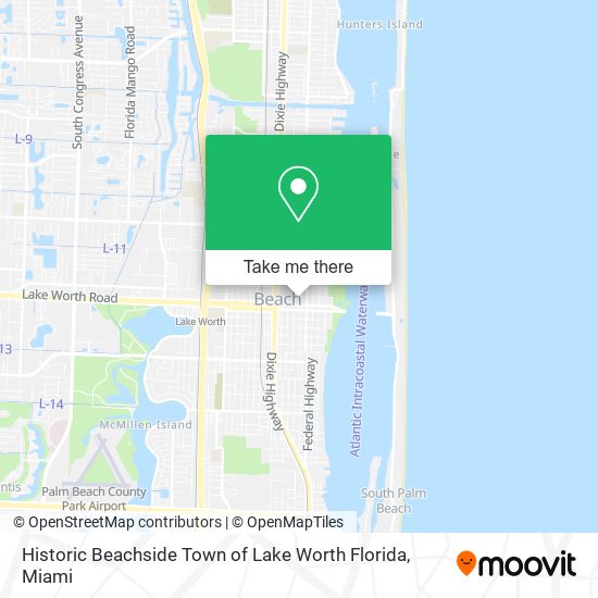 Mapa de Historic Beachside Town of Lake Worth Florida
