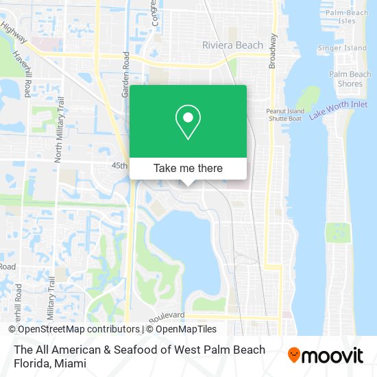 The All American & Seafood of West Palm Beach Florida map
