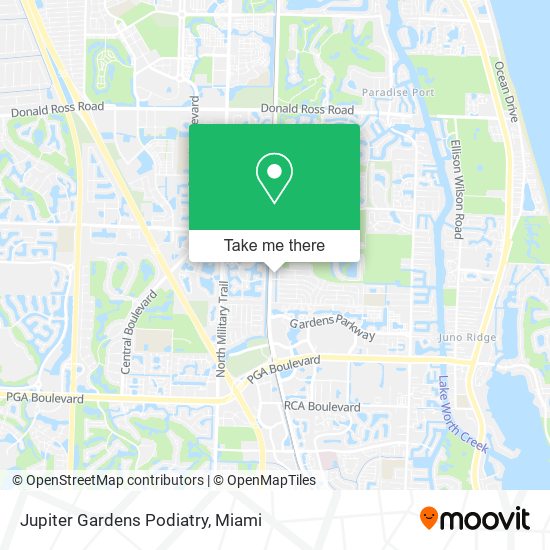 Jupiter Gardens Podiatry map