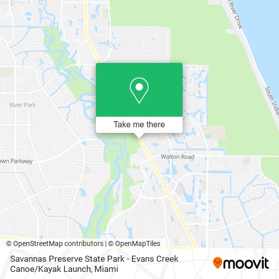Savannas Preserve State Park - Evans Creek Canoe / Kayak Launch map