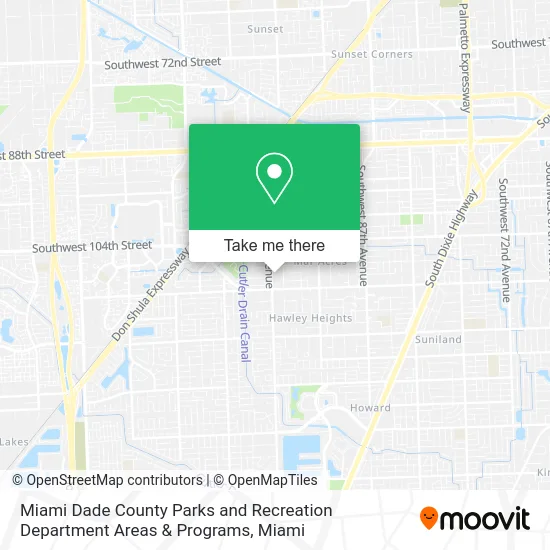 Miami Dade County Parks and Recreation Department Areas & Programs map