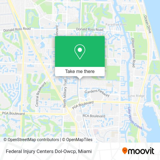Mapa de Federal Injury Centers Dol-Owcp