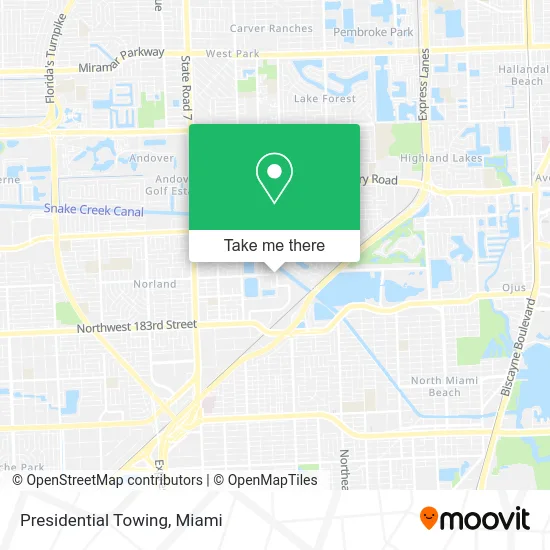 Presidential Towing map