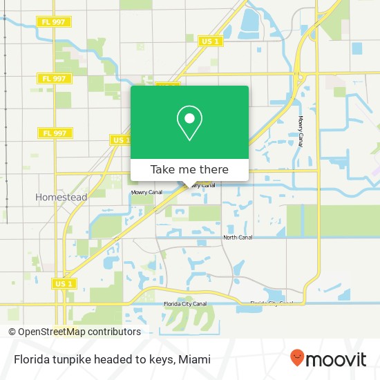 Mapa de Florida tunpike headed to keys