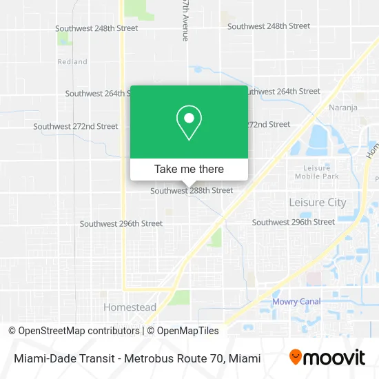 Miami-Dade Transit - Metrobus Route 70 map