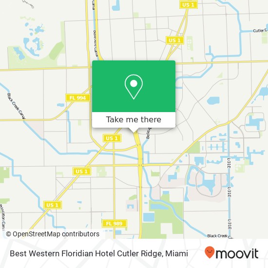 Best Western Floridian Hotel Cutler Ridge map