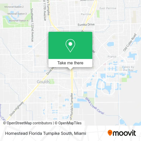 Homestead Florida Turnpike South map