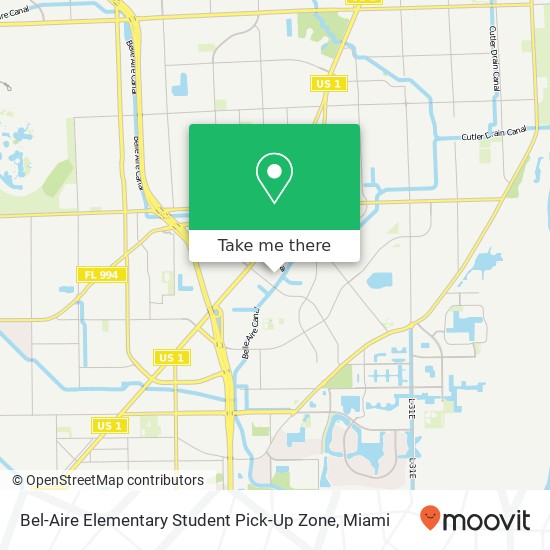 Bel-Aire Elementary Student Pick-Up Zone map