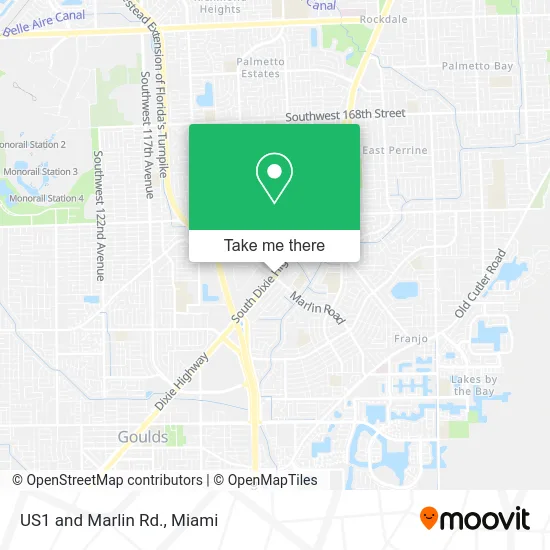 US1 and Marlin Rd. map