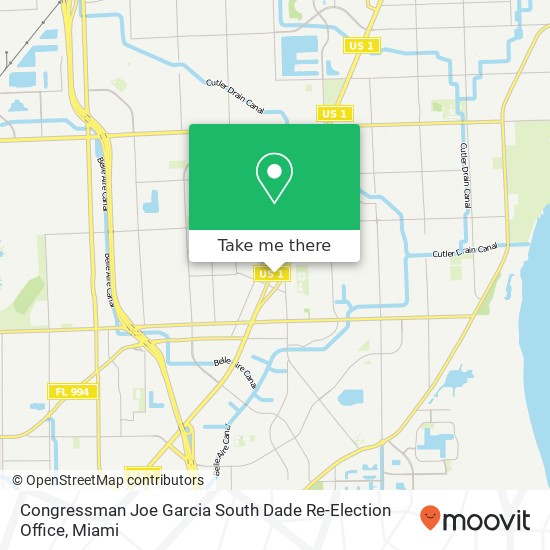 Mapa de Congressman Joe Garcia South Dade Re-Election Office