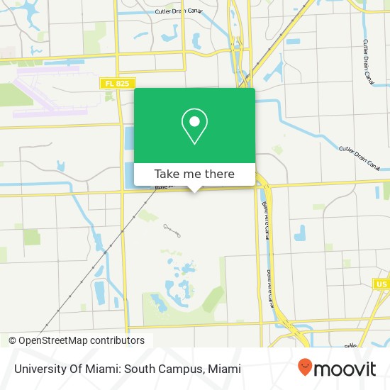 University Of Miami: South Campus map