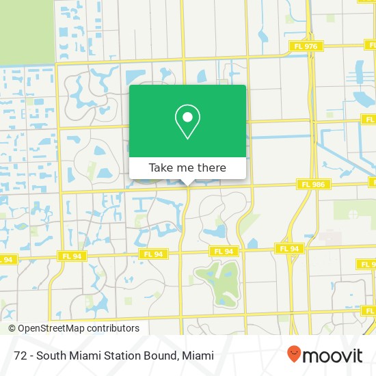 72 - South Miami Station Bound map