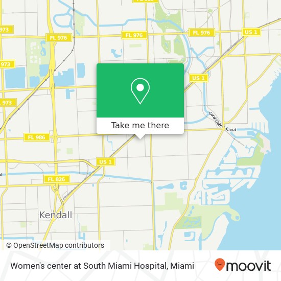 Women's center at South Miami Hospital map