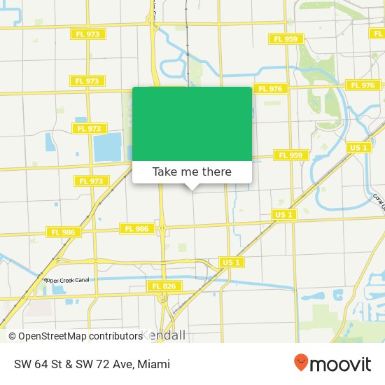 SW 64 St & SW 72 Ave map