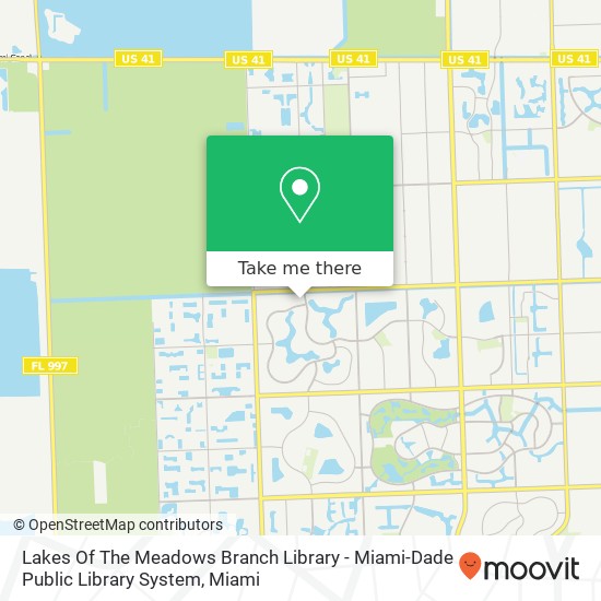 Mapa de Lakes Of The Meadows Branch Library - Miami-Dade Public Library System