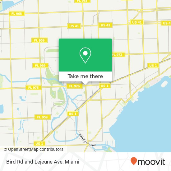Bird Rd and Lejeune Ave map