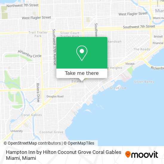 Mapa de Hampton Inn by Hilton Coconut Grove Coral Gables Miami