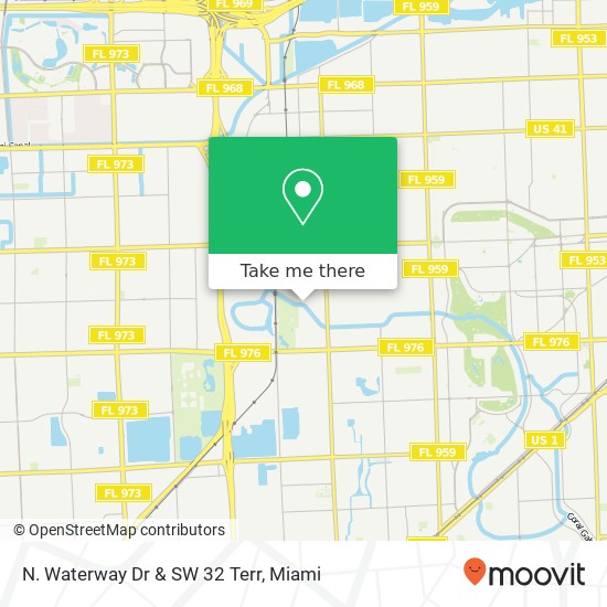 N. Waterway Dr & SW 32 Terr map