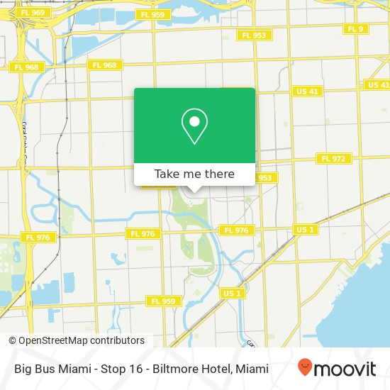 Big Bus Miami - Stop 16 - Biltmore Hotel map