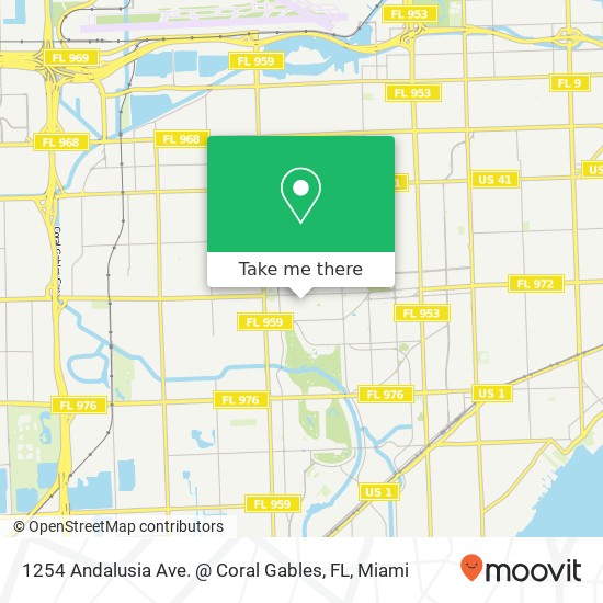 Mapa de 1254 Andalusia Ave. @ Coral Gables, FL