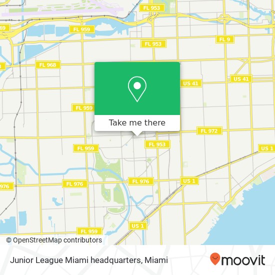 Junior League Miami headquarters map