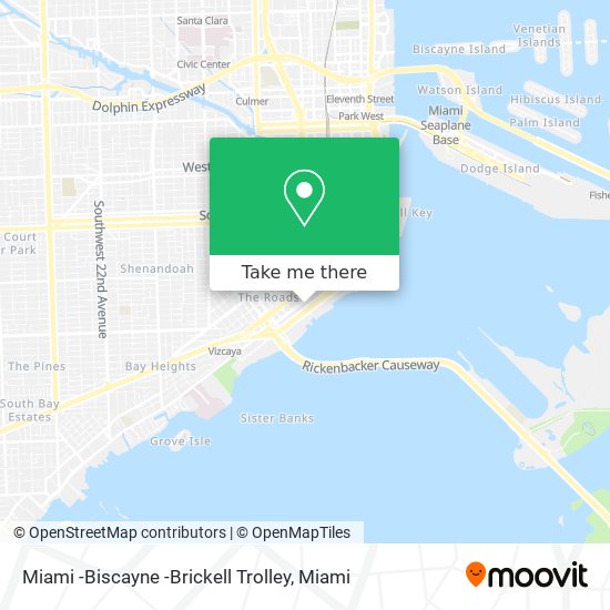 Mapa de Miami -Biscayne -Brickell Trolley