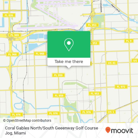 Mapa de Coral Gables  North / South Geeenway Golf Course Jog
