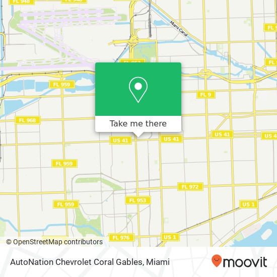 AutoNation Chevrolet Coral Gables map
