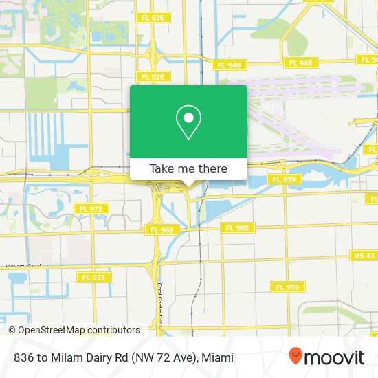 836 to Milam Dairy Rd (NW 72 Ave) map