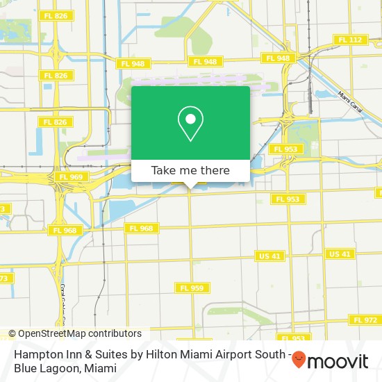 Mapa de Hampton Inn & Suites by Hilton Miami Airport South - Blue Lagoon