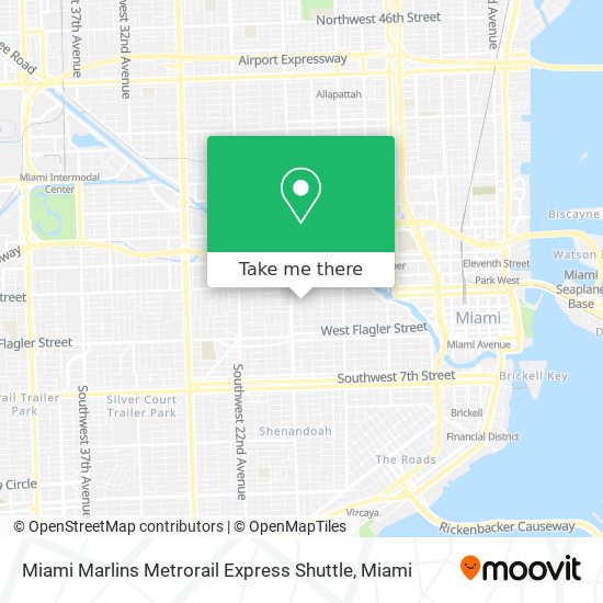 Miami Marlins Metrorail Express Shuttle map