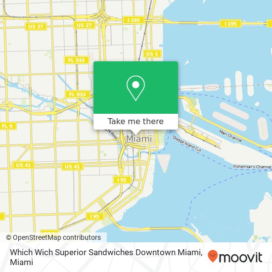 Mapa de Which Wich Superior Sandwiches Downtown Miami