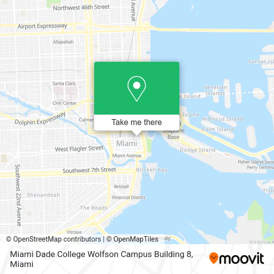 Miami Dade College Wolfson Campus Building 8 map