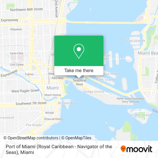 Port of Miami (Royal Caribbean - Navigator of the Seas) map