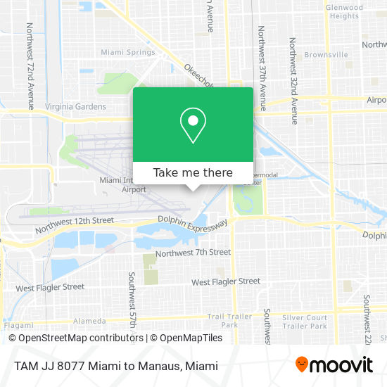 Mapa de TAM JJ 8077 Miami to Manaus