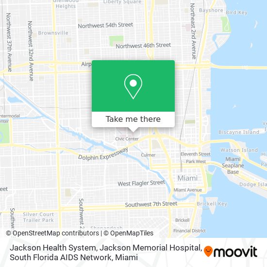 Jackson Health System, Jackson Memorial Hospital, South Florida AIDS Network map