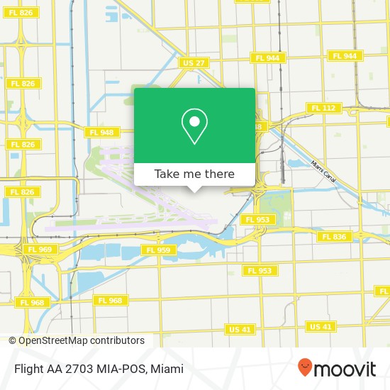 Flight AA 2703 MIA-POS map