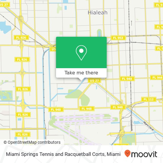Miami Springs Tennis and Racquetball Corts map