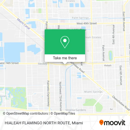 HIALEAH FLAMINGO NORTH ROUTE map