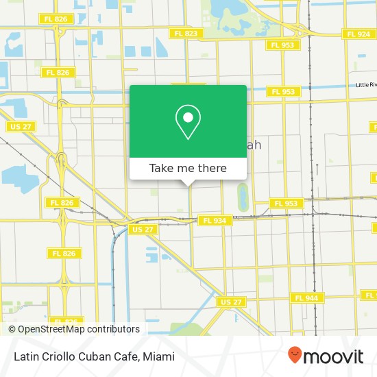 Latin Criollo Cuban Cafe map