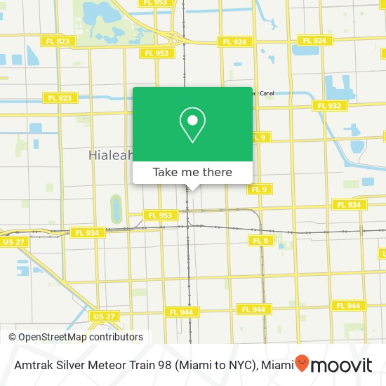 Amtrak Silver Meteor Train 98 (Miami to NYC) map