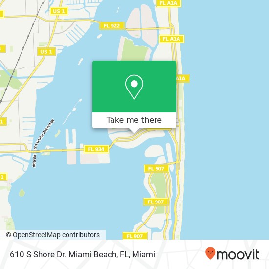 Mapa de 610 S Shore Dr. Miami Beach, FL