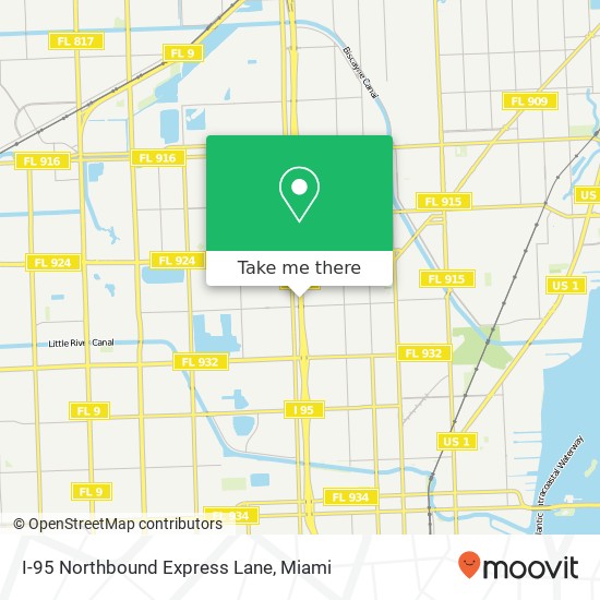 I-95 Northbound Express Lane map