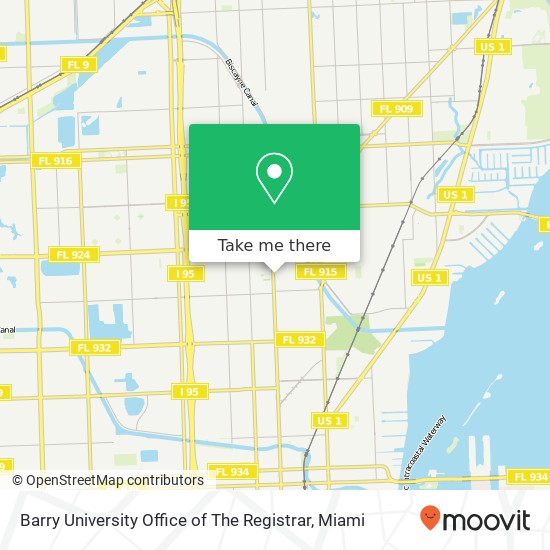 Barry University Office of The Registrar map