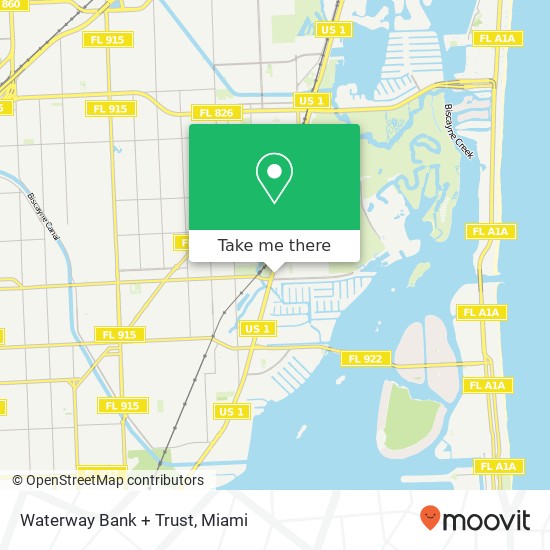 Mapa de Waterway Bank + Trust