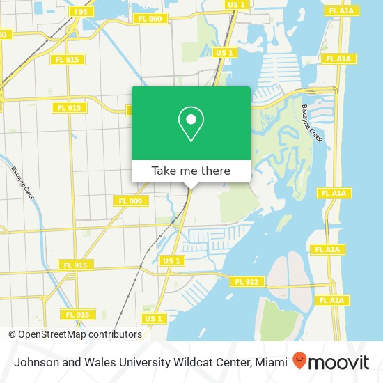 Mapa de Johnson and Wales University Wildcat Center