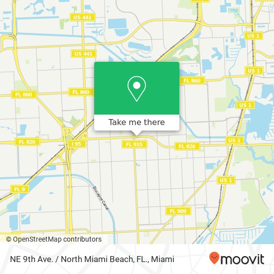 Mapa de NE 9th Ave. / North Miami Beach, FL.