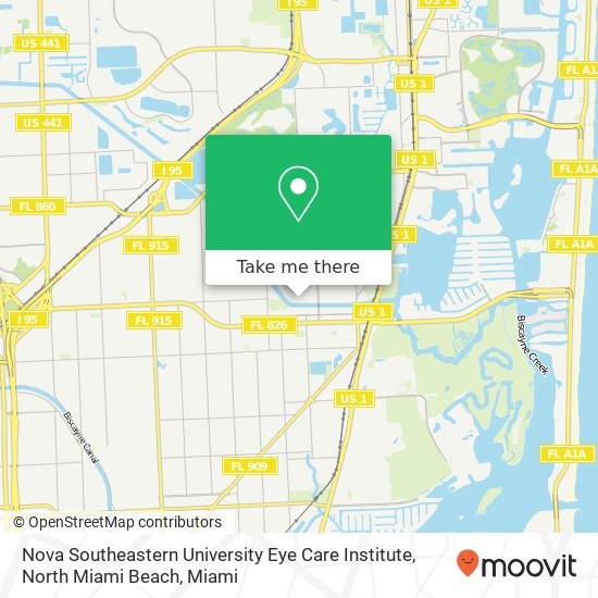 Mapa de Nova Southeastern University Eye Care Institute, North Miami Beach
