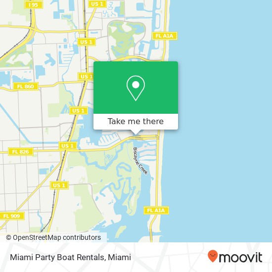Mapa de Miami Party Boat Rentals